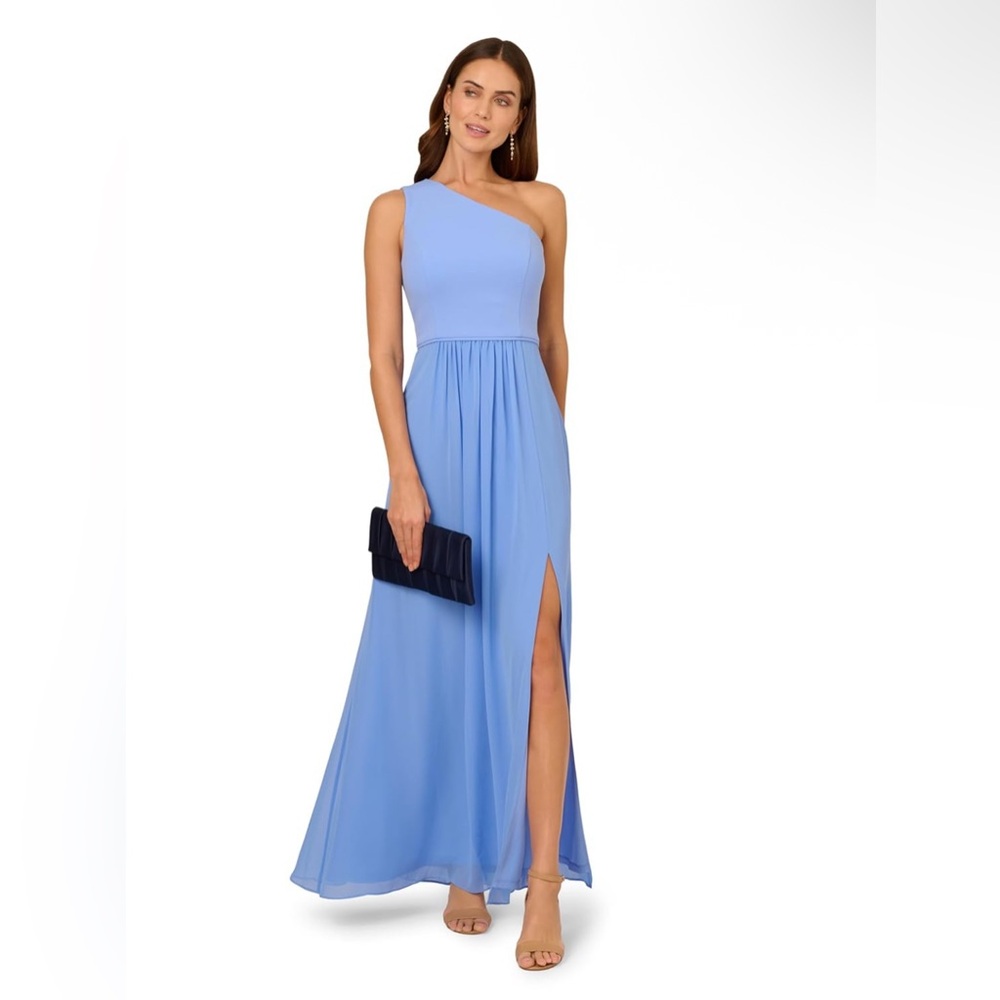 Adrianna Papell Women's One Shoulder Chiffon Gown